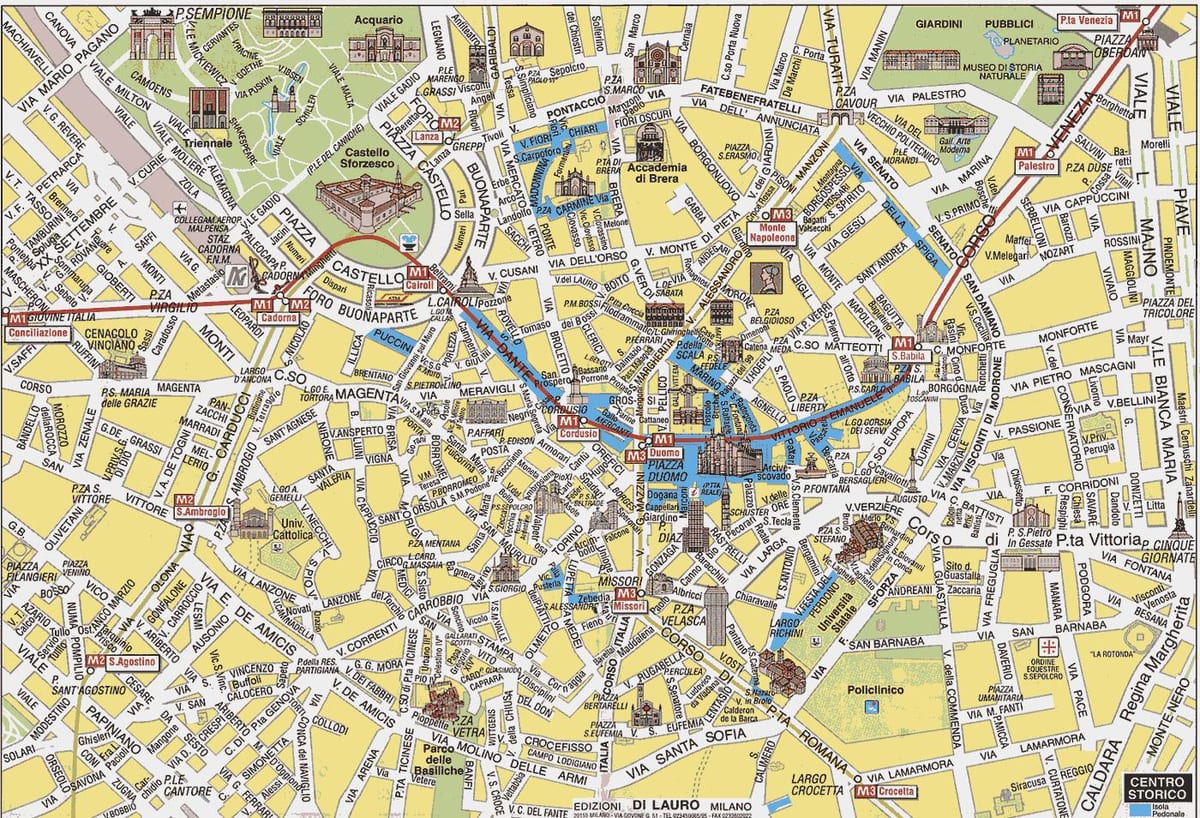 milano taliansko mapa