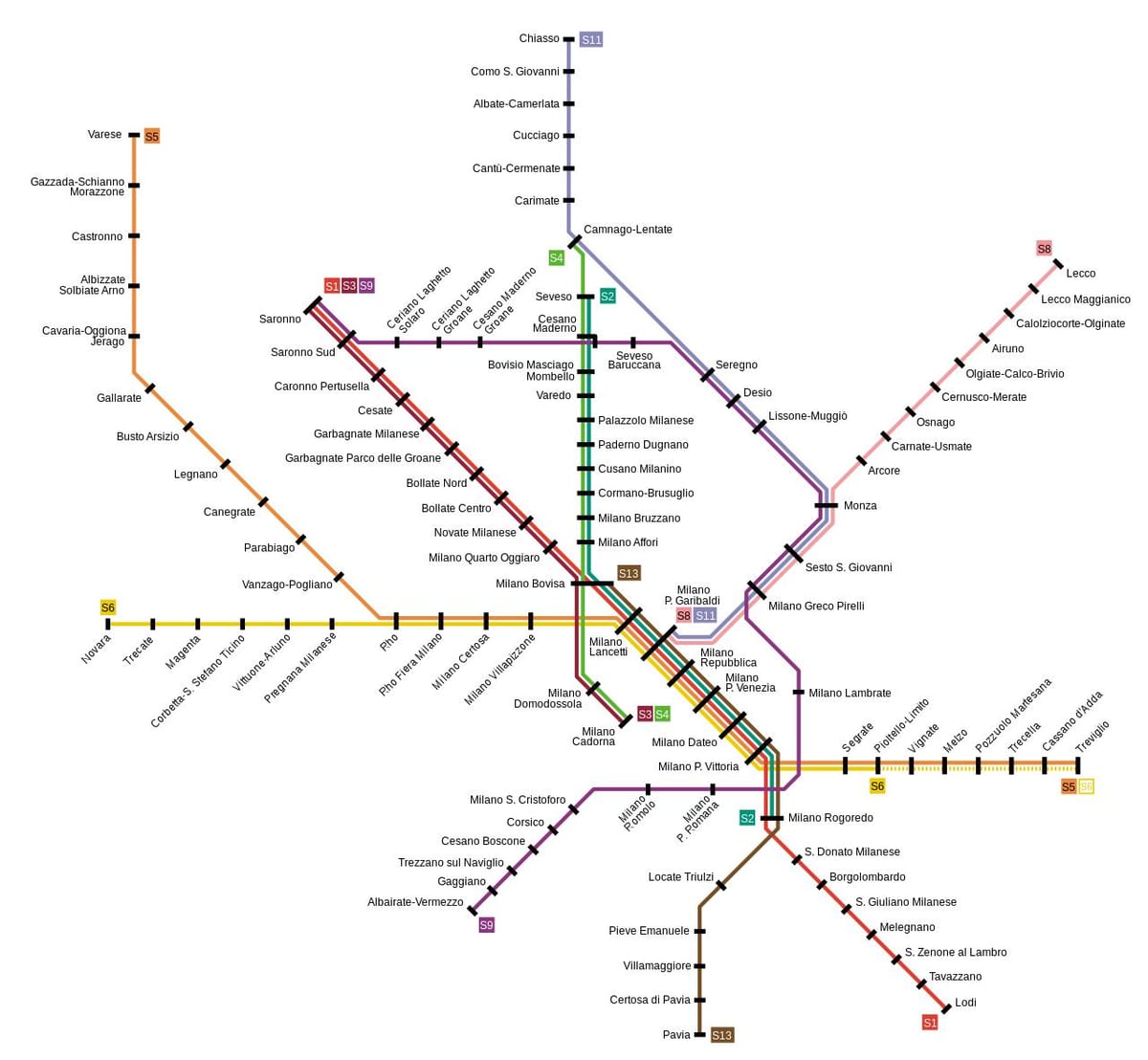 milan prímestskej železničnej mape