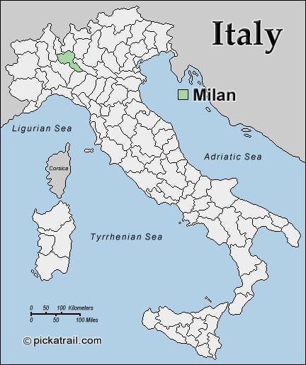 mapu milána mapa európy