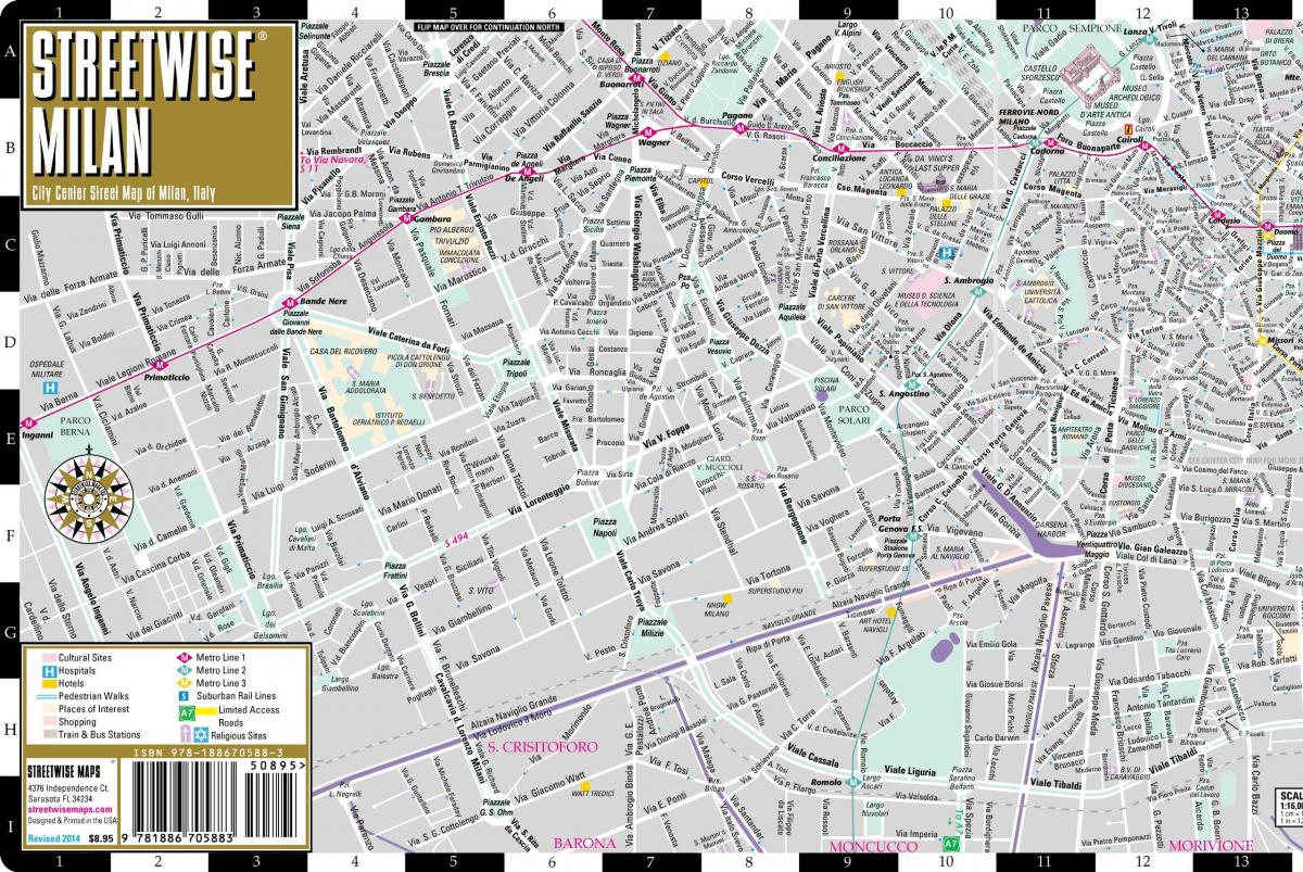 street mape, milan city centre