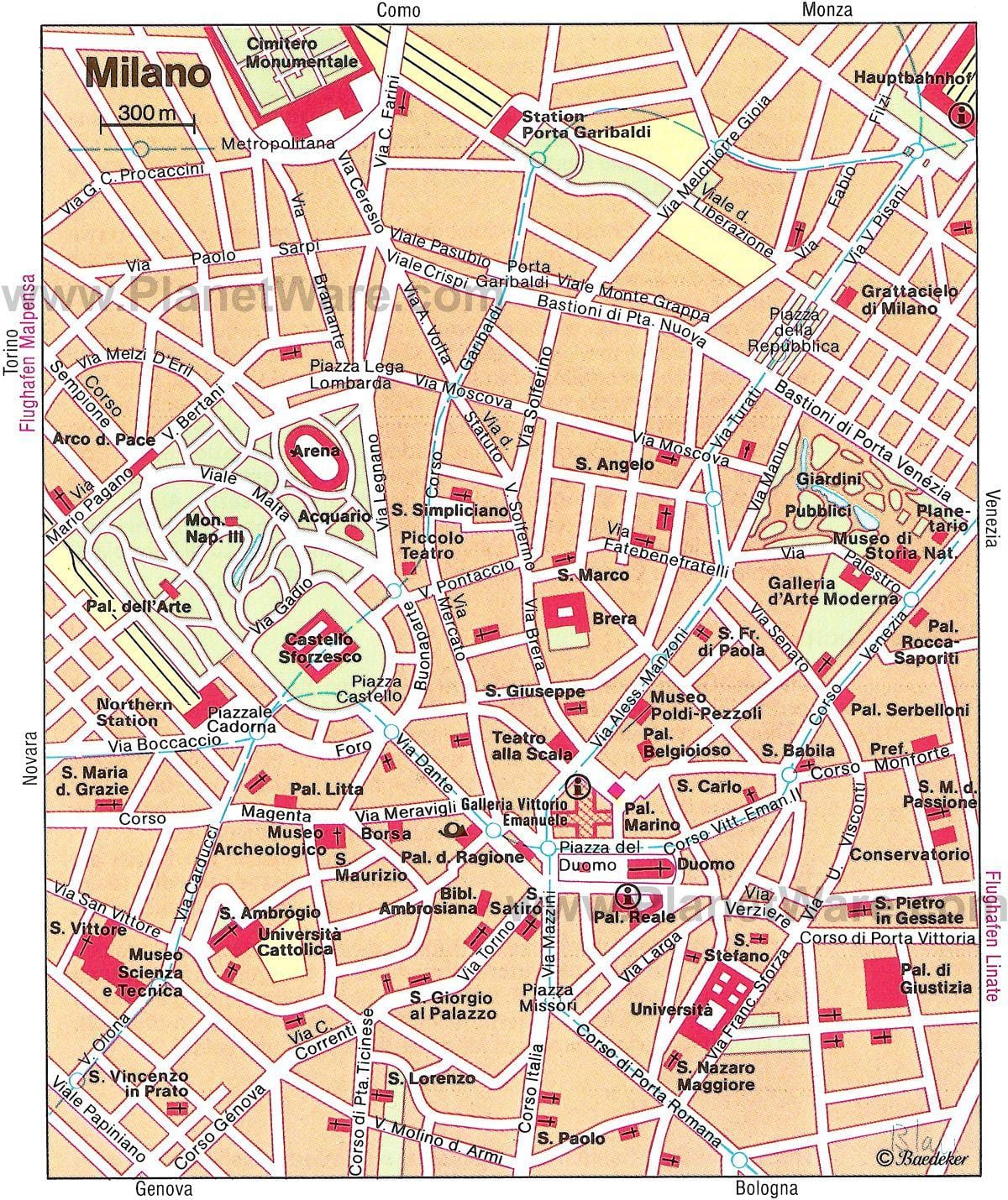 miláno taliansko mapa turistických