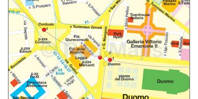 Milan nákupnej štvrti mapu